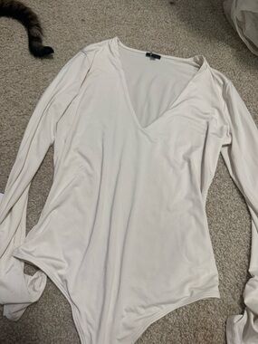 Express Cream and Black V-Neck Long Sleeve Bodysuit (Bundle)